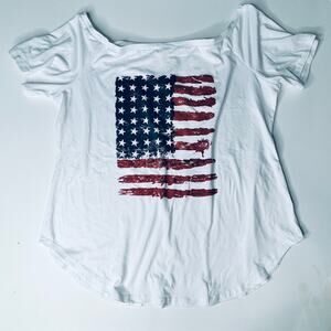 Roshop Americana Flag White Rounded Bottom Shirt New XL